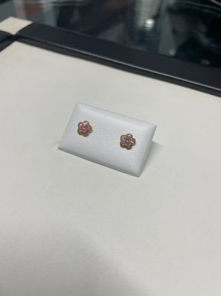 Pendientes Oro 18K Circonita Flor