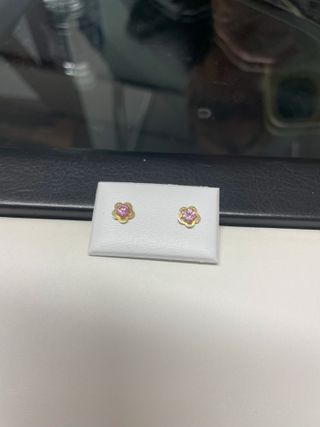 Pendientes Oro 18K Circonita Flor