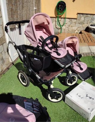 Carrito gemelar rosa