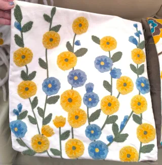 2 Fundas Cojín 45x45 Bordadas Flores