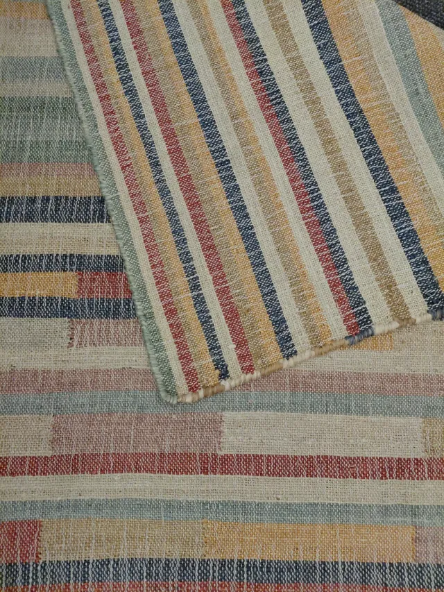 Alfombra Kilim Beige y Rojo