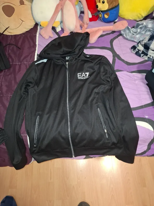 EA7 Sudadera con cremallera negra
