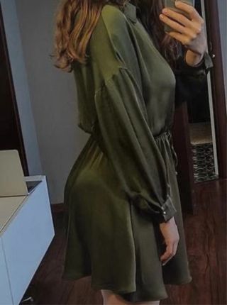 Vestido Zara verde militar talla S