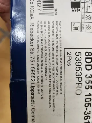 Discos y Pastillas Seat/VW/Audi/Skoda