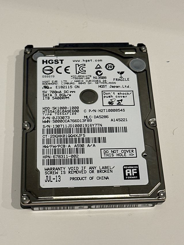 Disco Duro HGST 2.5 1TB SATA III 5400RPM
