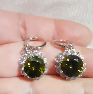 Conjunto Plata y Circonitas Verdes