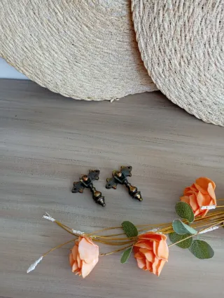 Conjunto de 2 Tiradores antiguos metal dorado