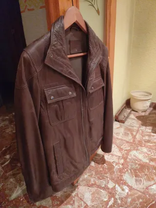 Chaqueta de piel marrón talla S
