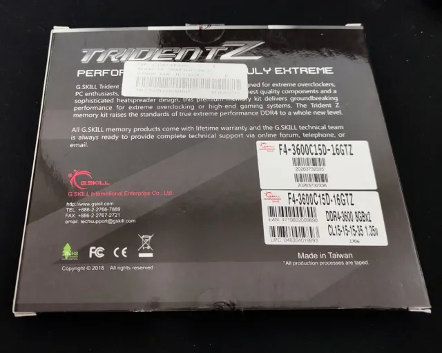 G.Skill TridentZ DDR4 16GB 3600MHz CL15