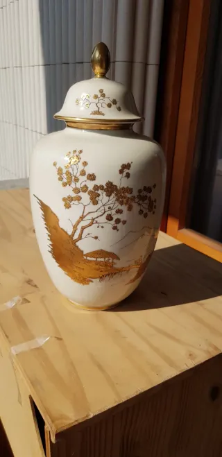 Vaso Cinese Porcellana Oro e Bianco