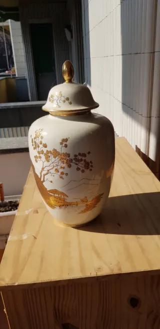 Vaso Cinese Porcellana Oro e Bianco