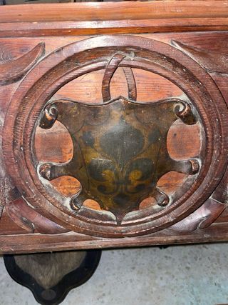 Banco antiguo madera maciza tallado