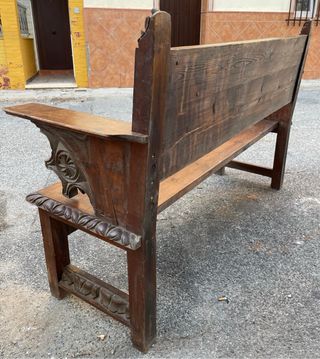 Banco antiguo madera maciza tallado