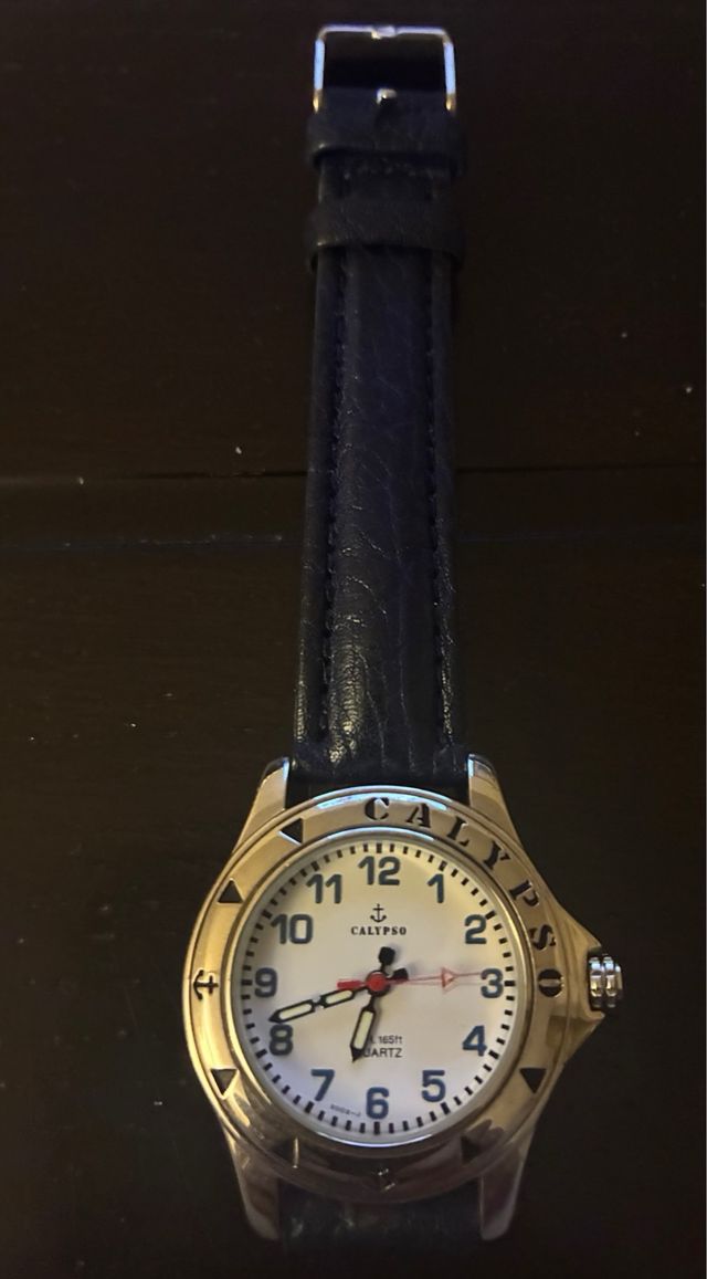 Reloj Calypso Plateado Correa Cuero Nuevo