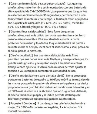 Guantes Calefactables L Unisex Negros