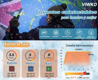 Guantes Calefactables L Unisex Negros