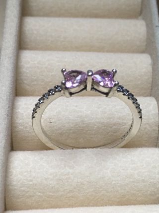 Anillo Plata 925 lazo Rosa