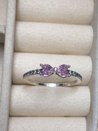 Anillo Plata 925 lazo Rosa