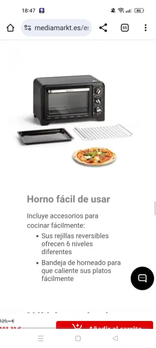 Horno sobremesa Moulinex 19L Convección.
