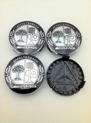 4 x CENTRO DE RUEDA AMG MERCEDES 75MM PLATA m220