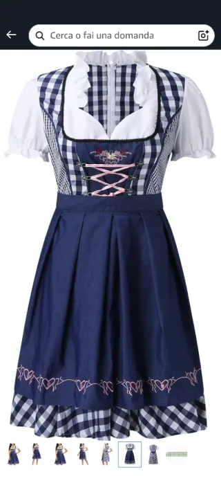Abito Dirndl nuovo, con grembiule