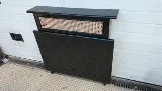 Cubre radiador madera vintage ratán negro