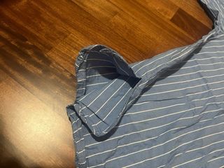 Camicia donna azzurra righe bianche