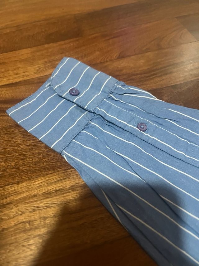 Camicia donna azzurra righe bianche