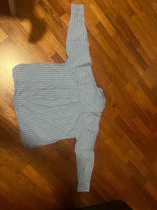 Camicia donna azzurra righe bianche