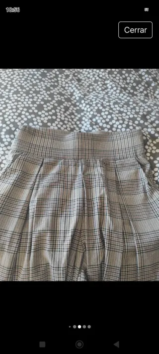 Falda pantalón cuadros beige y marrón