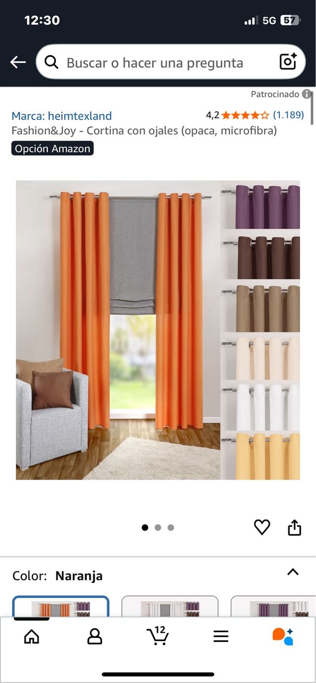 Cortina in microfibra arancione. Rif. 122