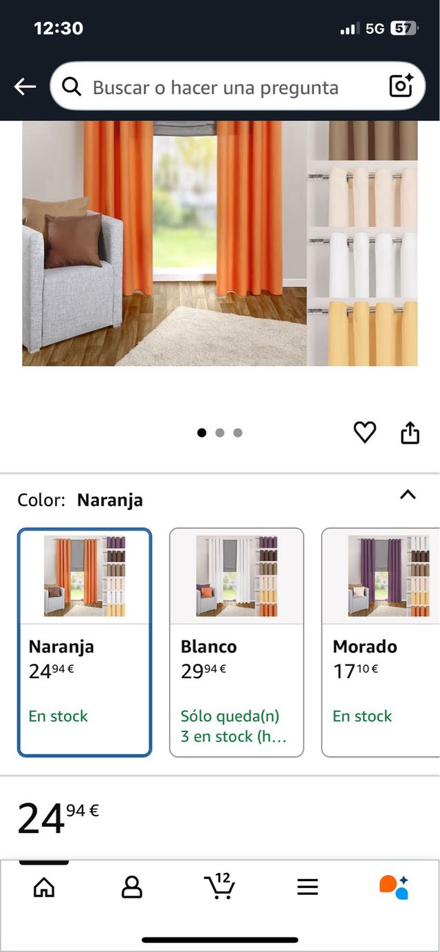 Cortina in microfibra arancione. Rif. 122