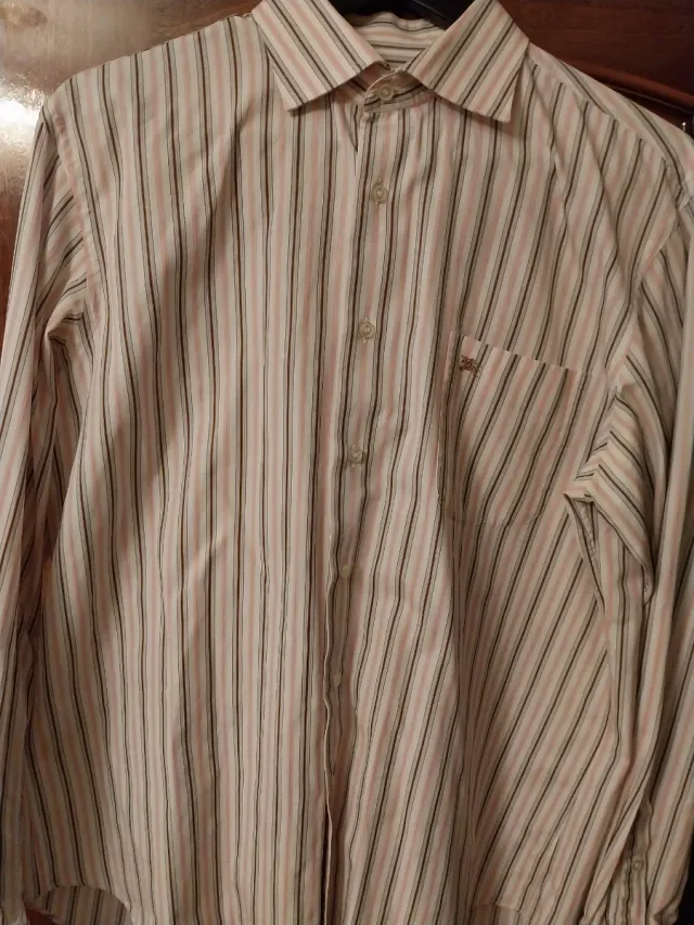 Camisa Burberry Caballero Rayas Rosas y Marrones