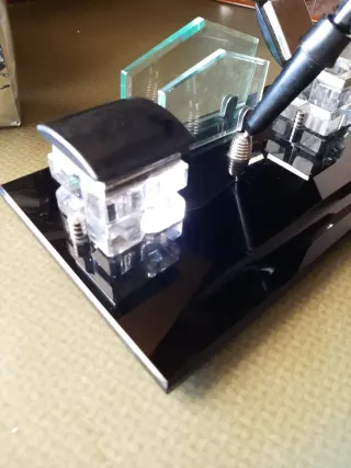 Set escritorio vintage cristal negro y vidrio tall