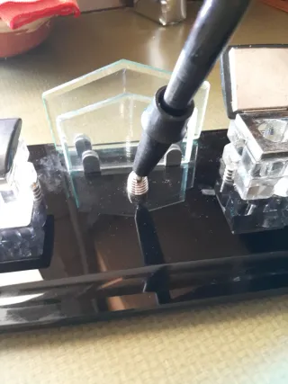 Set escritorio vintage cristal negro y vidrio tall