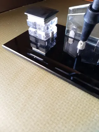 Set escritorio vintage cristal negro y vidrio tall