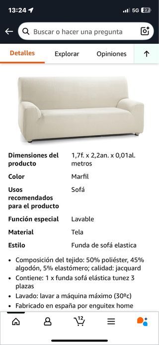 Funda Sofá Elástico 3 Plazas. Ref. 135