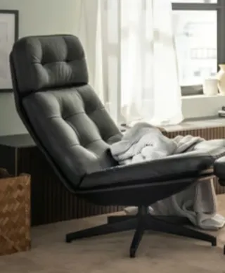 Sillón Ikea Havberg negro de piel. Nuevo sin usar