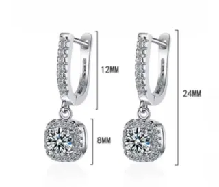 Pendientes Plata Ley Moissanita 2kl, baño de oro