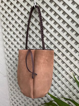 Bolso Zara Piel Serraje Beige/Marrón Nuevo