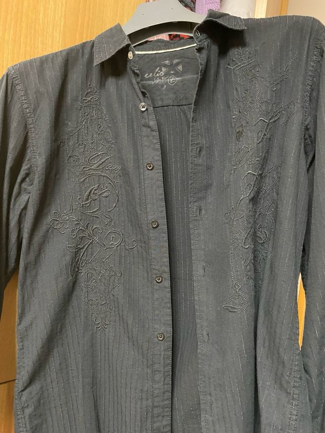 Camicia uomo Celio nera con ricami