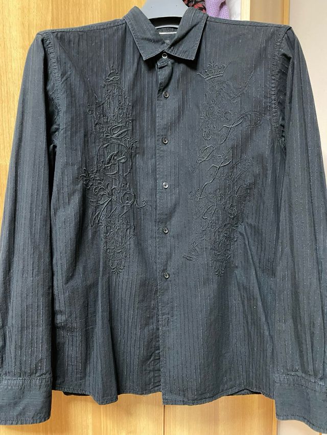 Camicia uomo Celio nera con ricami