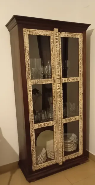 Vitrina estilo árabe madera y cristal