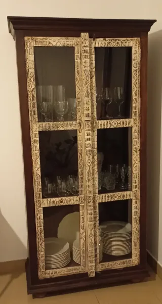 Vitrina estilo árabe madera y cristal