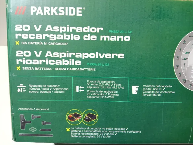 Aspirapolvere PARKSIDE 20V Ricaricabile