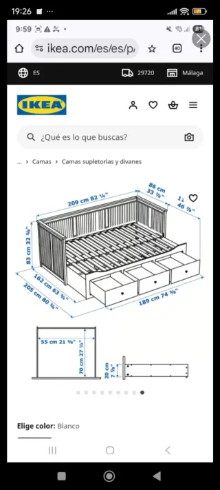 Cama doble Ikea Hemnes como nueva