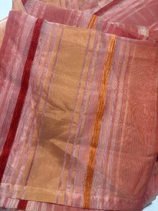 2 Cortinas de gasa a rayas naranjas y rojas