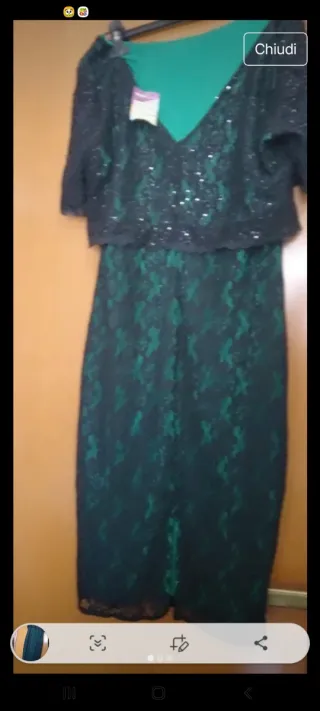 Vestito elegante nero e verde