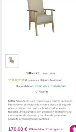 Sillón 73 madera haya tapicería vinílica