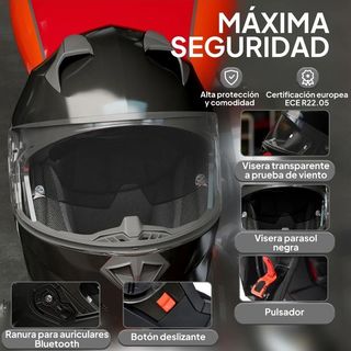 Casco Moto Negro Talla XL